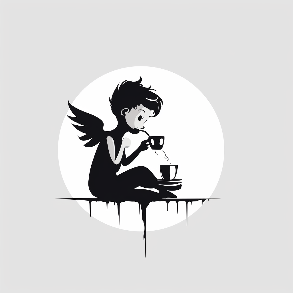 Cupid Drinking Coffee Vector