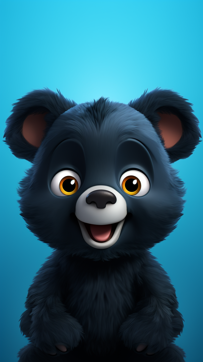 Curious cute little black bear cartoon