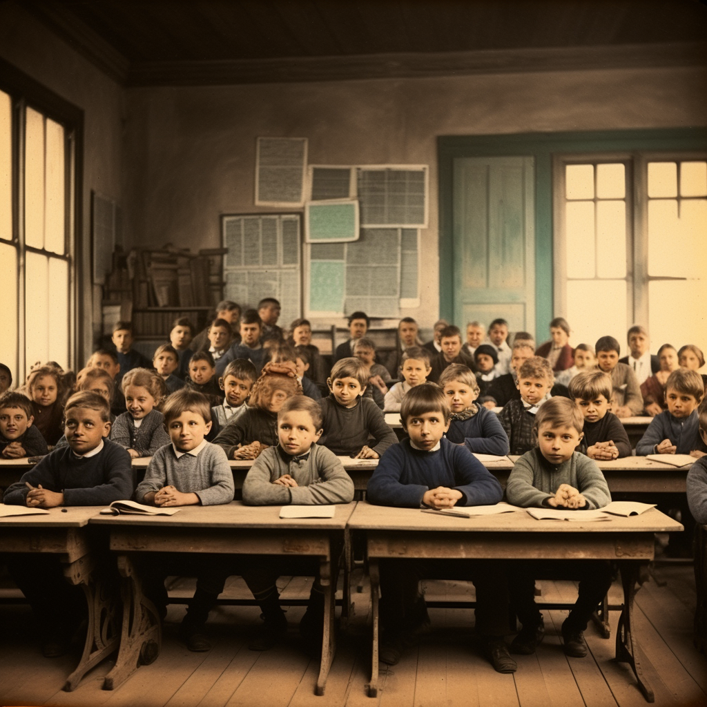 Curious and expressive school children in a classroom