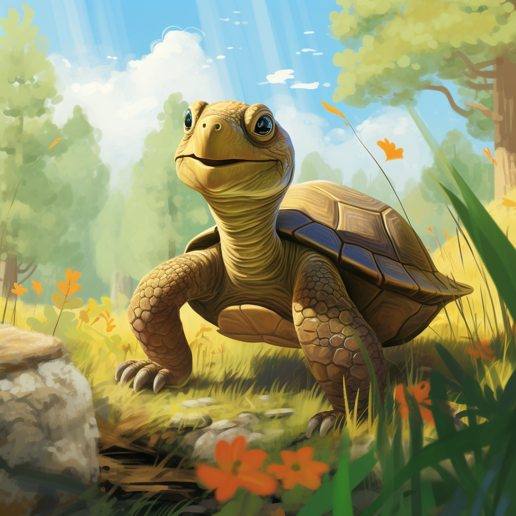 Friendly and Curious Turtle Illustration