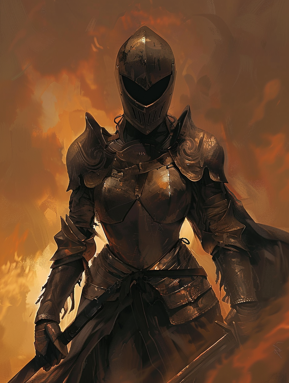 Female cursed knight with bronze armor