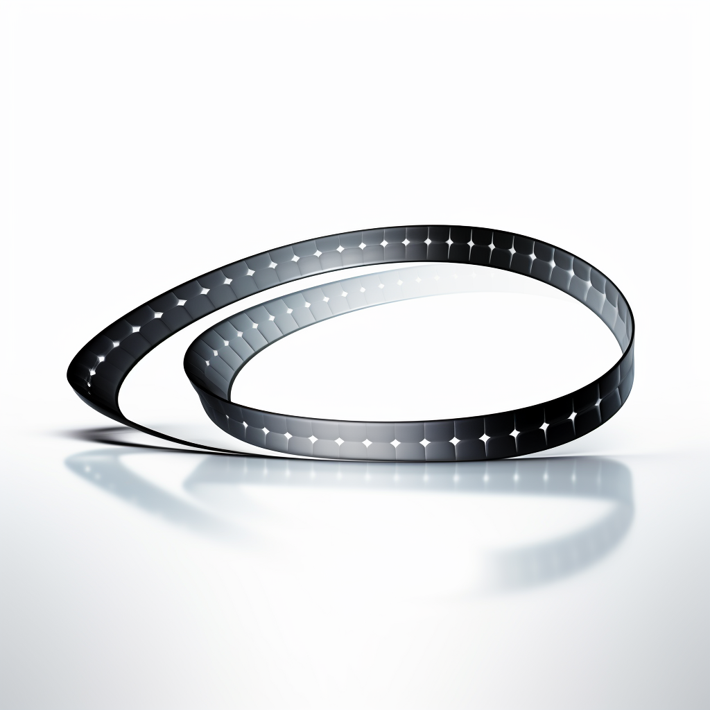 Curved camera film strip with shadow