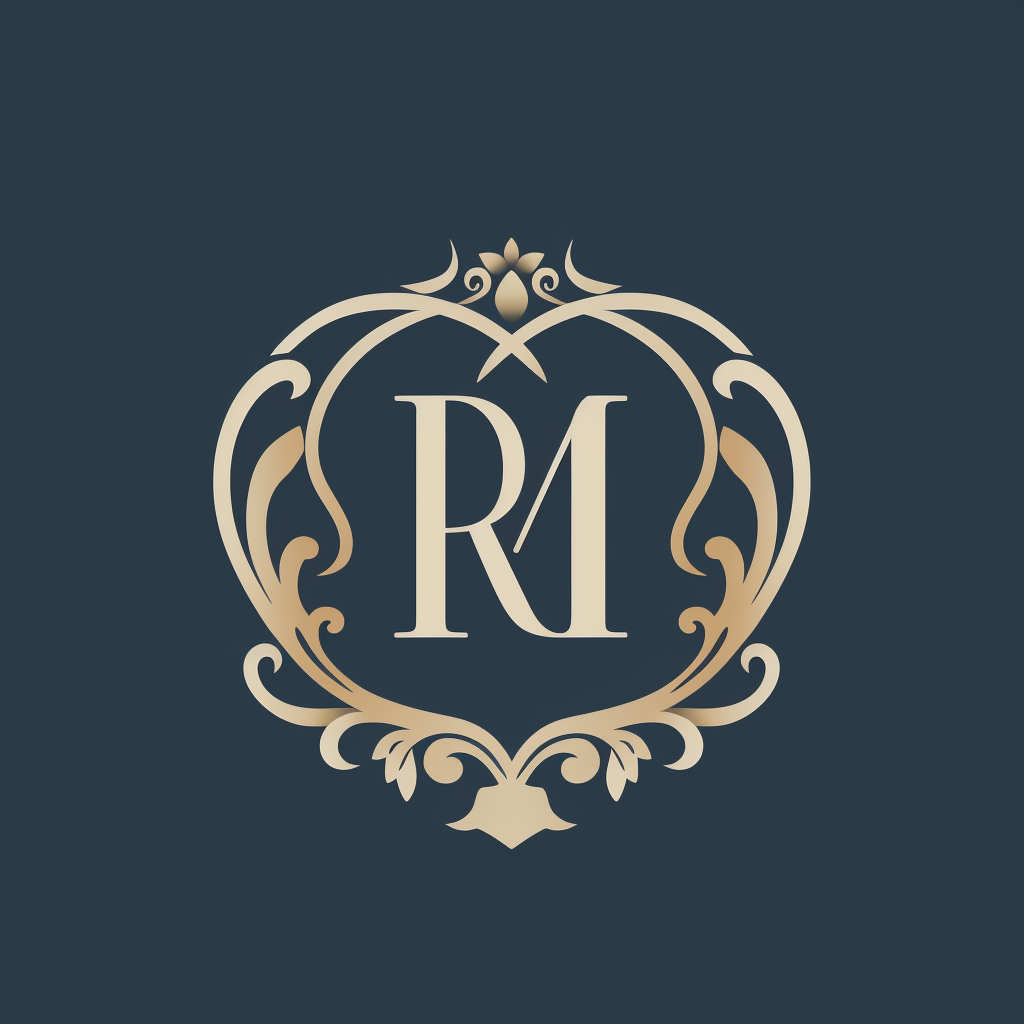 Modern Curved RM Wedding Monogram