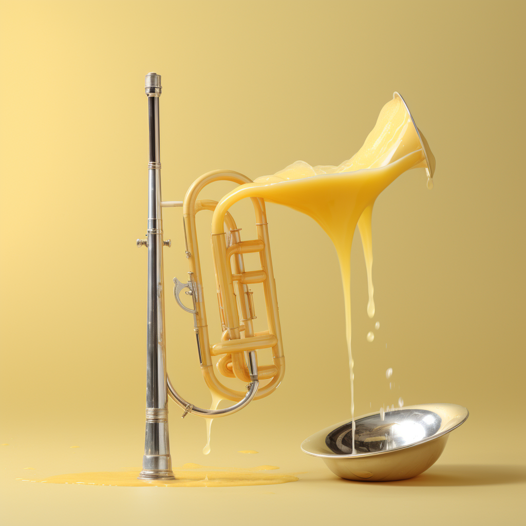 Curved trombone with custard