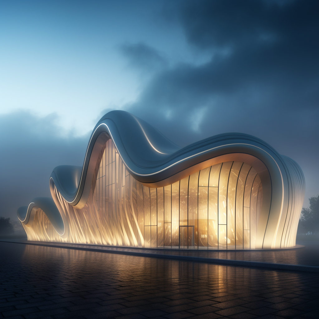 Curved building with futuristic design