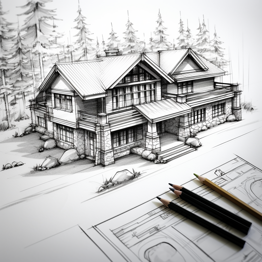 Custom Home Design Blueprints Sketch