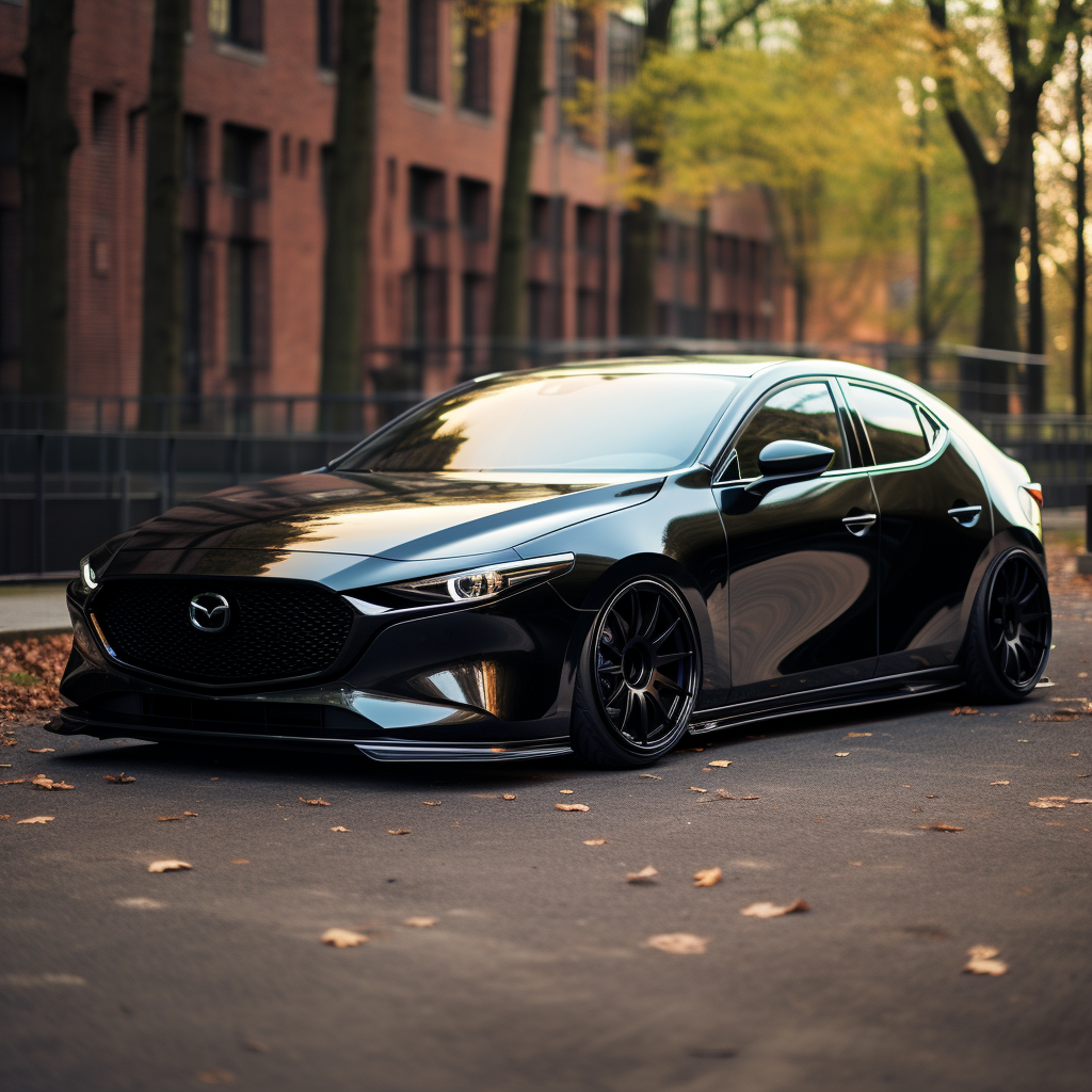 Sleek Satin Black Mazda 3 Hatchback