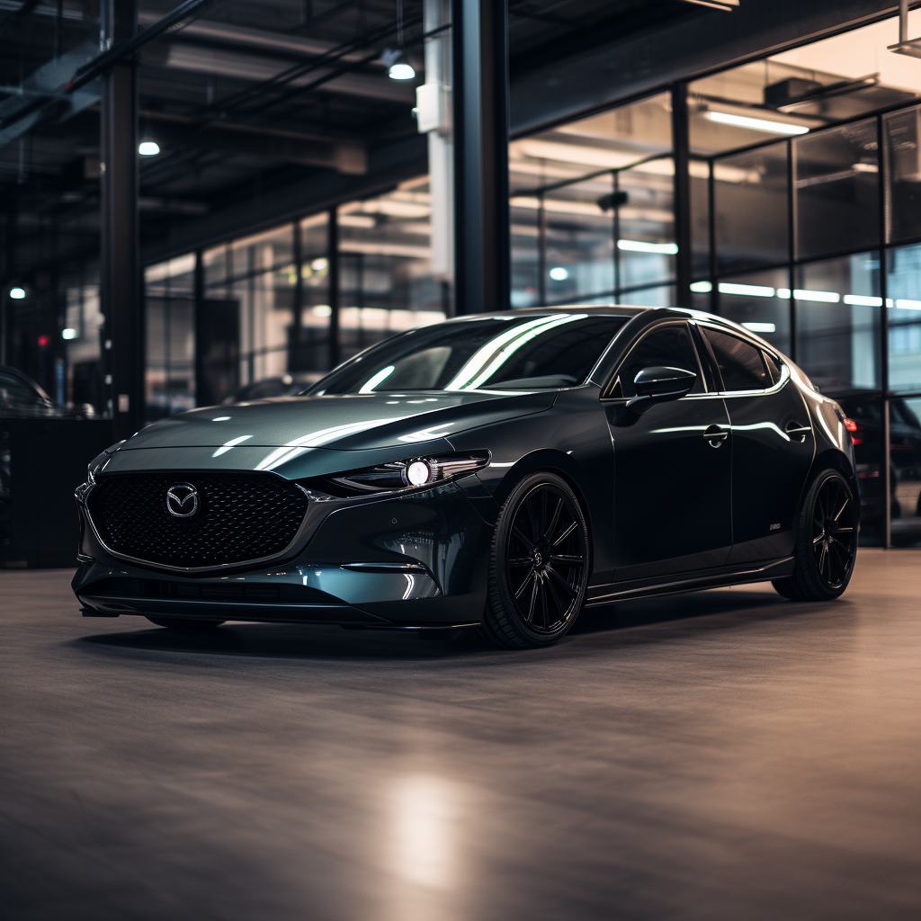 Satin black Mazda 3 hatchback 2020