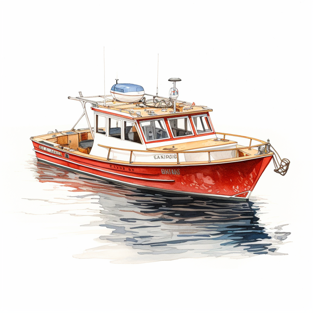 Hand drawing of custom Caroline boat