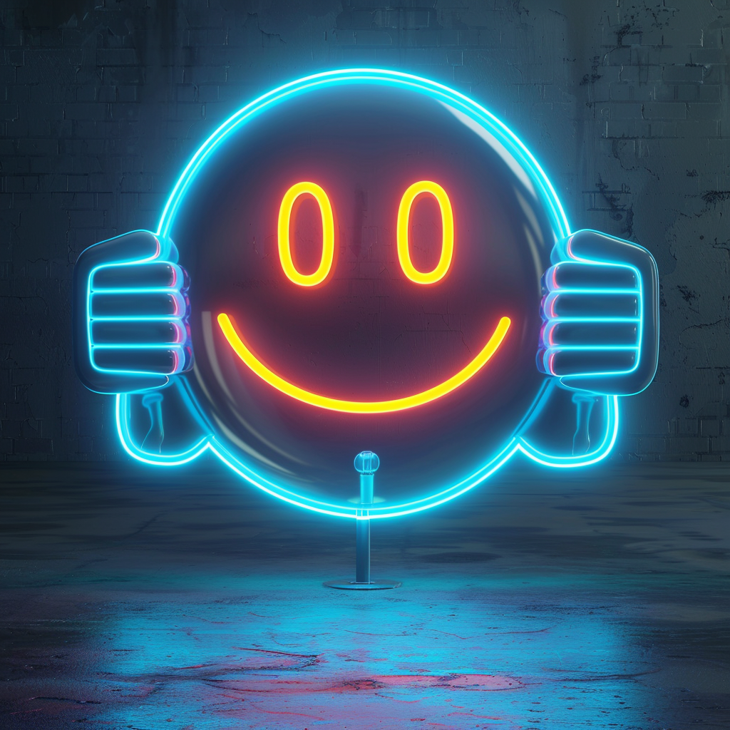 Neon smiley chat bubble icon