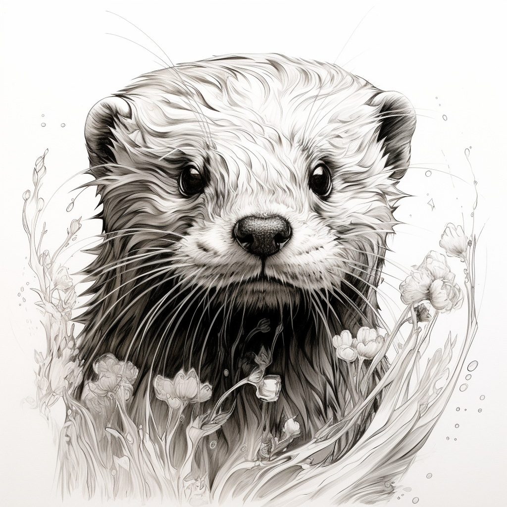 Cute otter sketch without shading