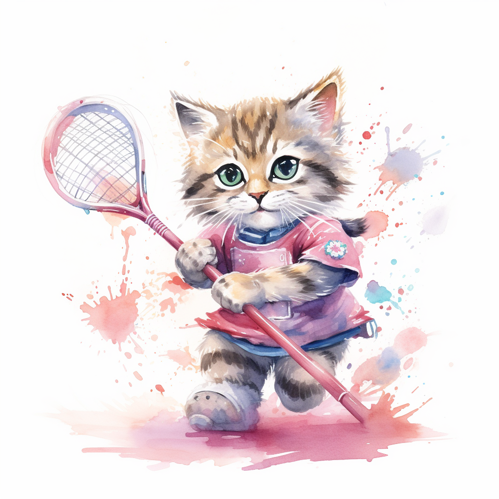 Cute girl cat playing lacrosse