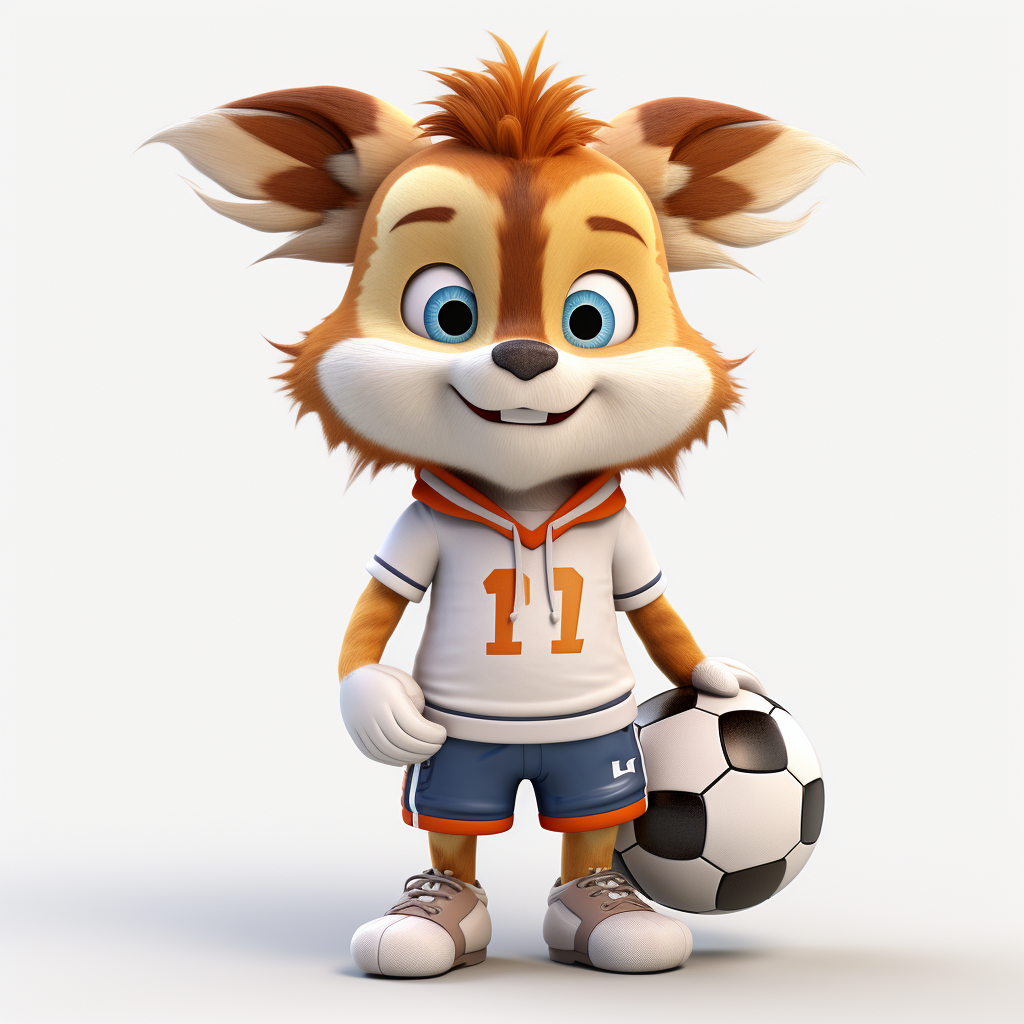 Adorable mascot wearing football kit clothes