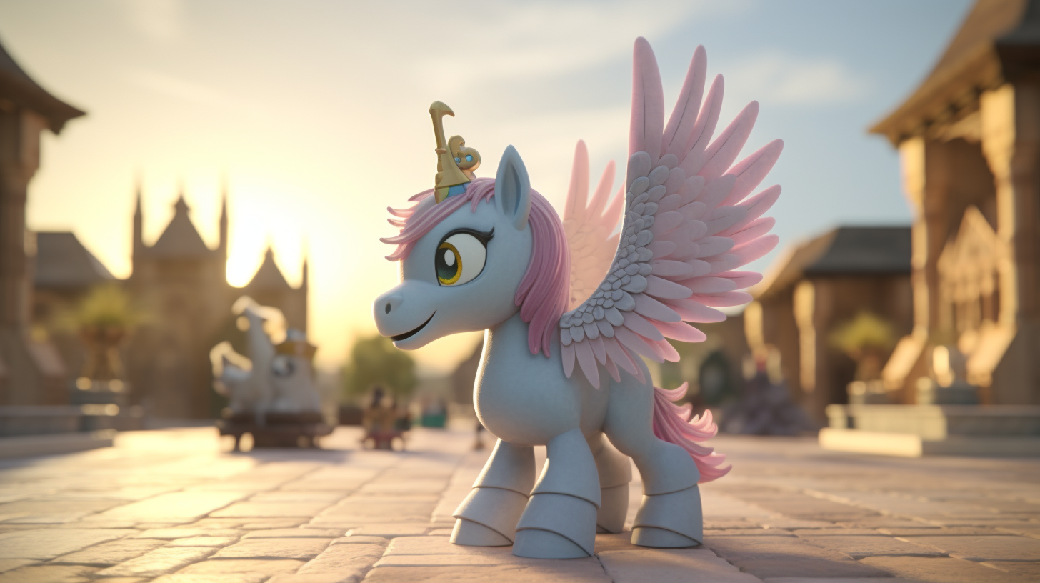 cute alicorn in front of castle