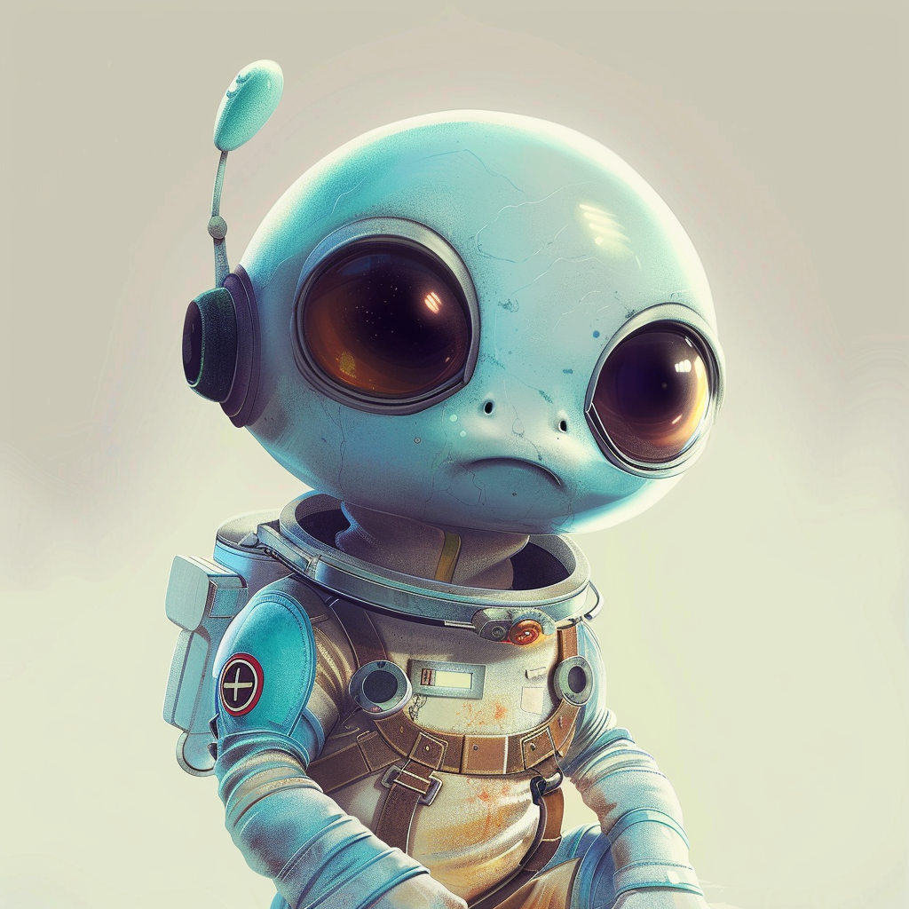 Cartoon Alien Astronaut Exploration Suit