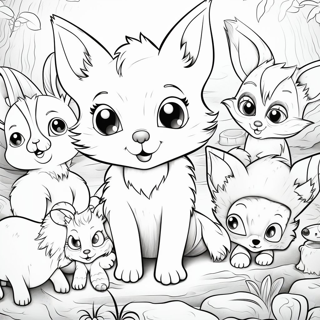 Cute Animals Coloring Page