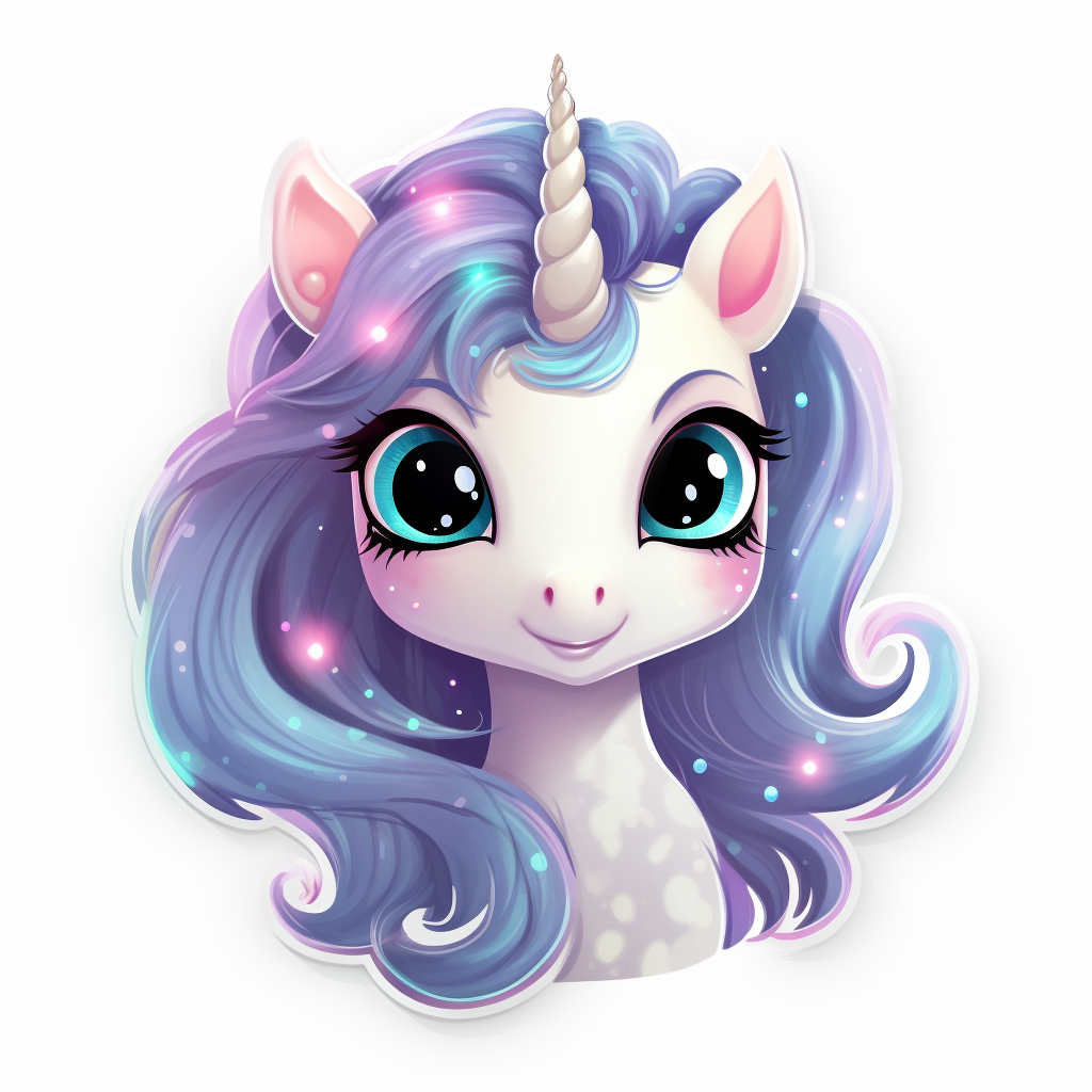 Cute animated unicorn sticker design