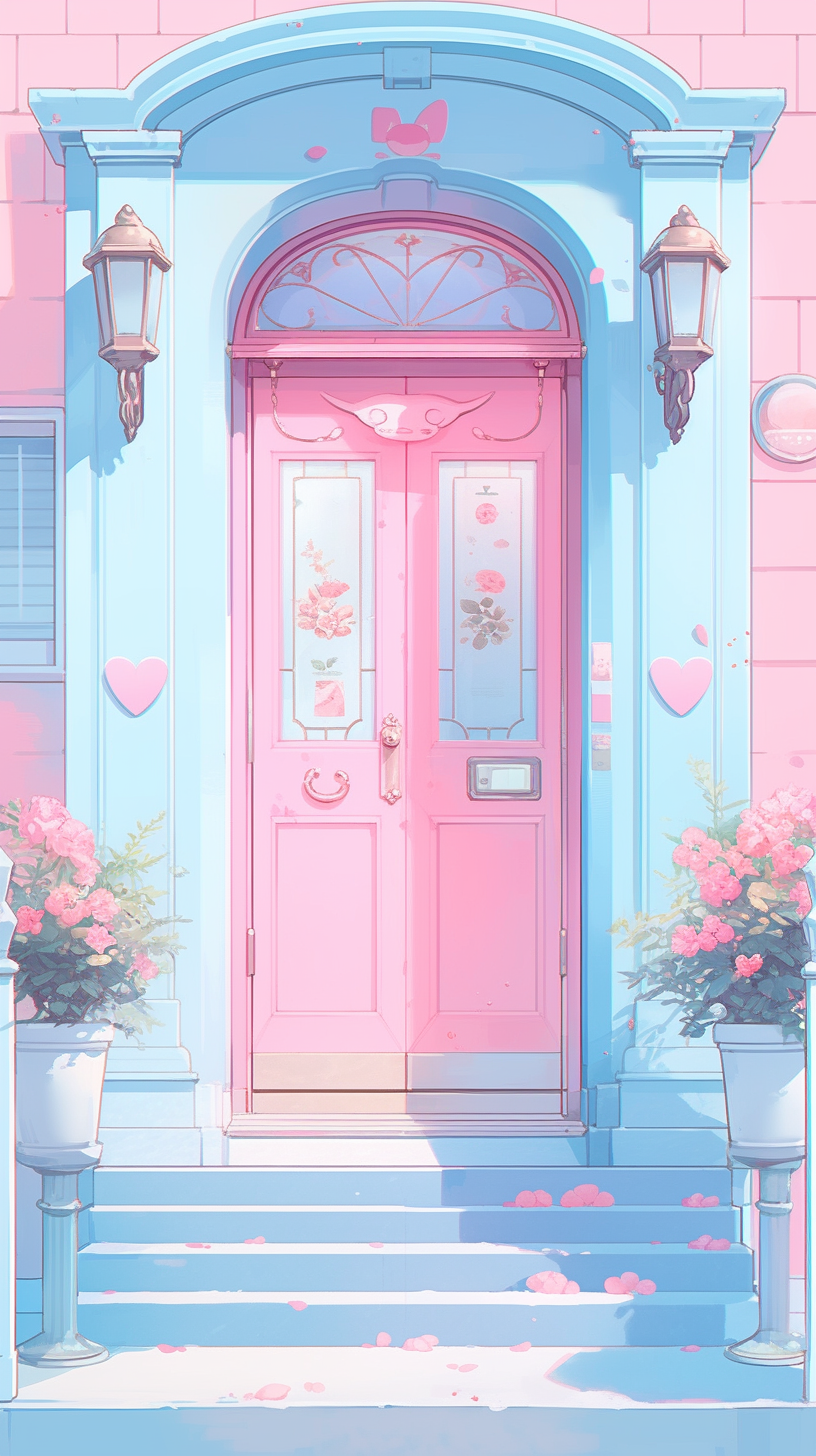 Cute anime aesthetic Sanrio style door