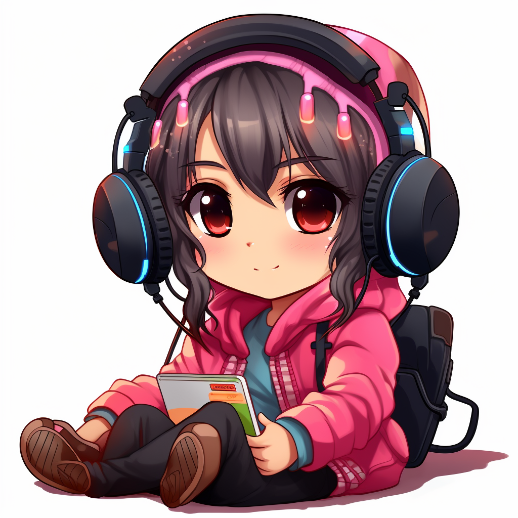 Clipart of a cute anime gamer girl