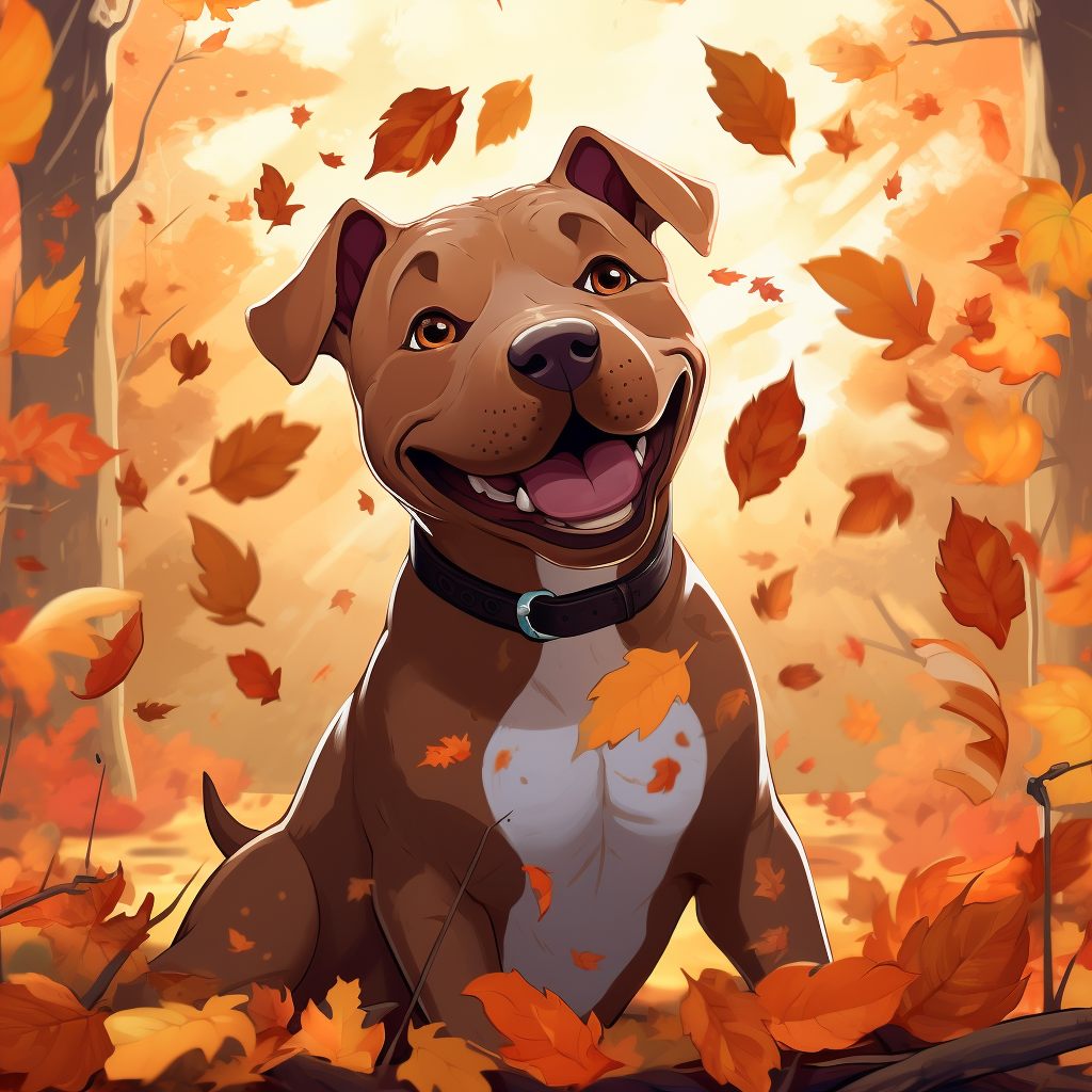 Smiling Staffordshire Bullterrier in Autumn