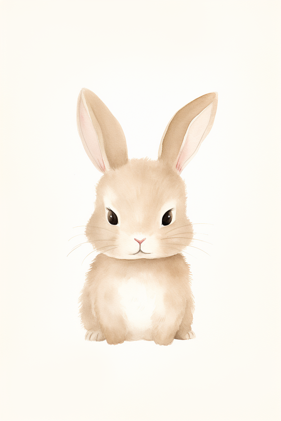 Cute Baby Bunny in Watercolor Art