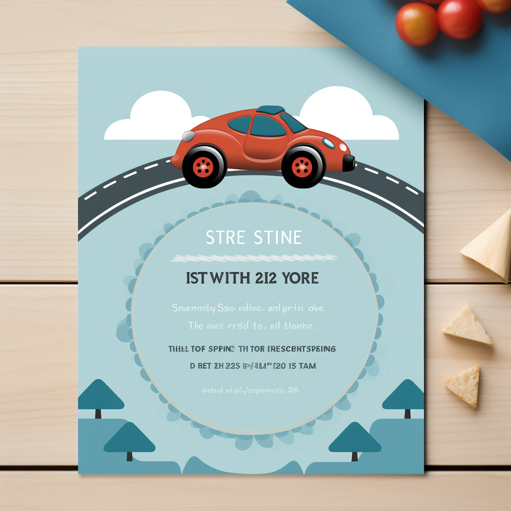 Cute baby birthday invitation with cars