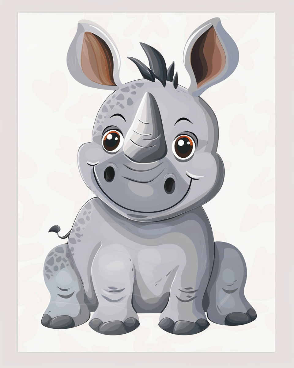 Adorable Cute Baby Cartoon Rhino