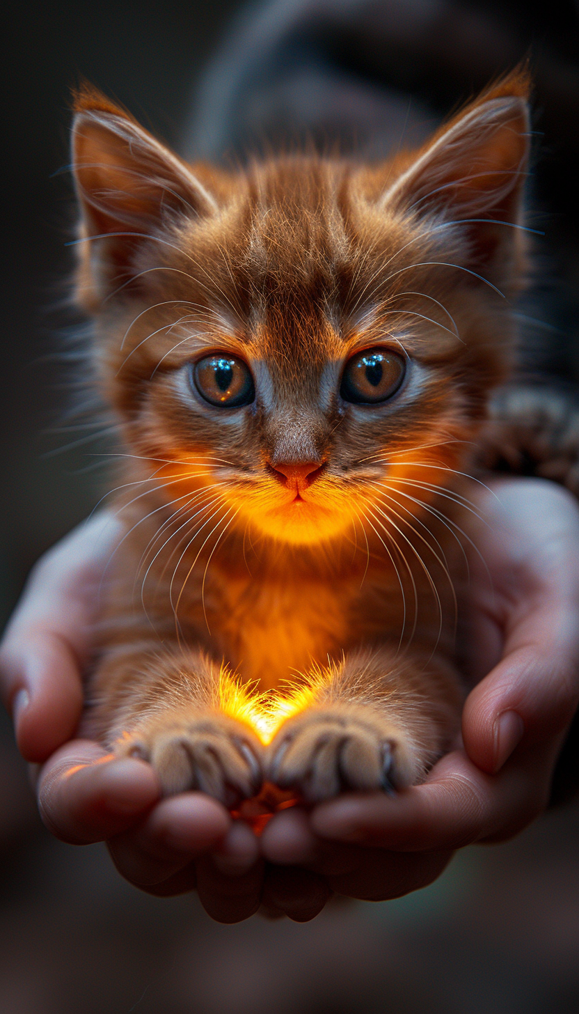 Adorable Baby Cat in Hand