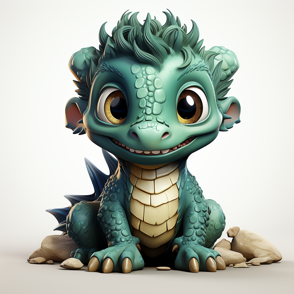 Cute baby dragon on white background