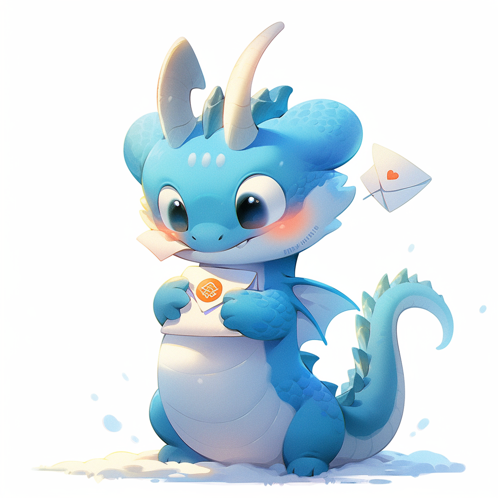 Adorable baby dragon holding a letter