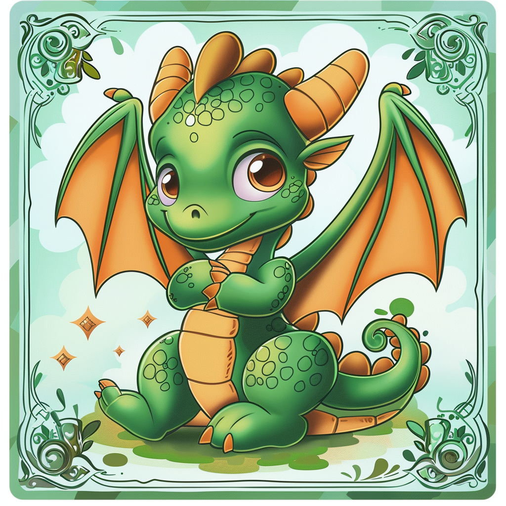 Cute baby dragon playing card art