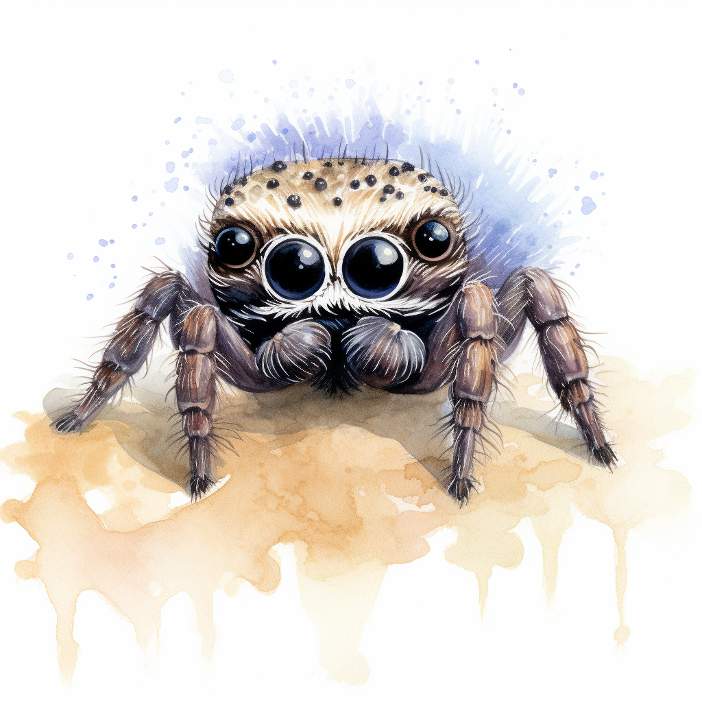 Beautiful Baby Jumping Spider in Watercolour