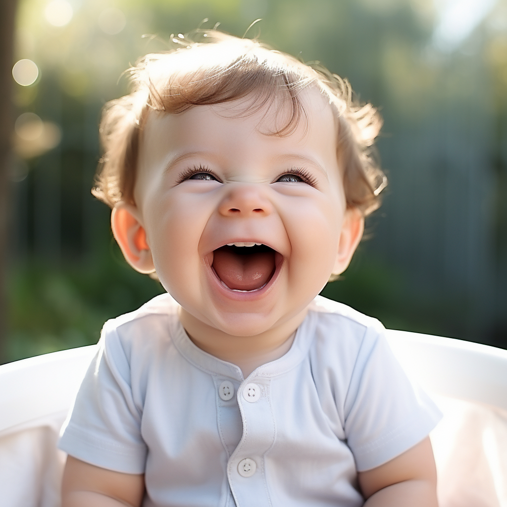 Adorable baby laughing joyfully