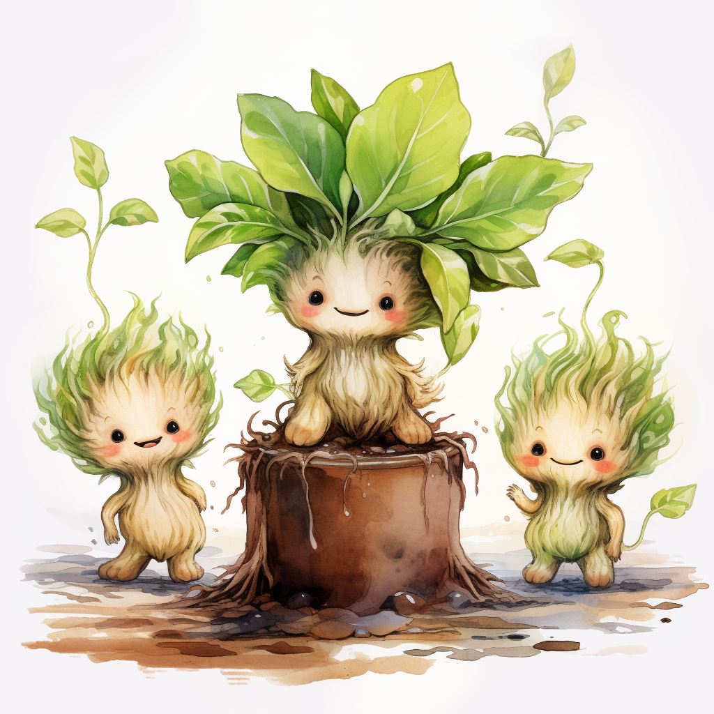 Cute baby mandrake plants artwork