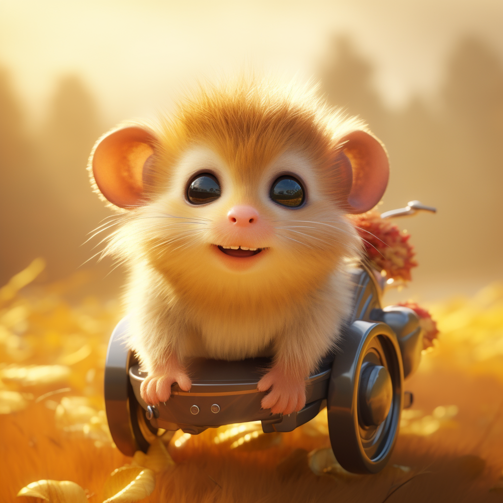 Cute baby monkey riding hamster with saddle