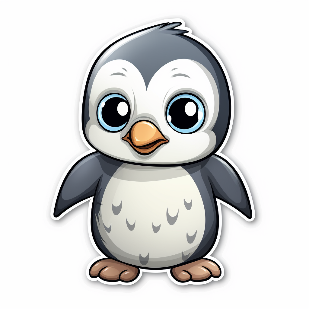 Cute baby penguin cartoon sticker