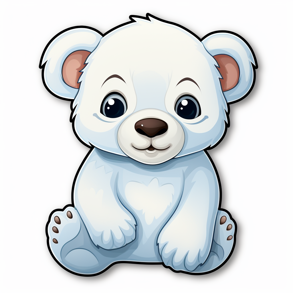 Cute baby polar bear cartoon image