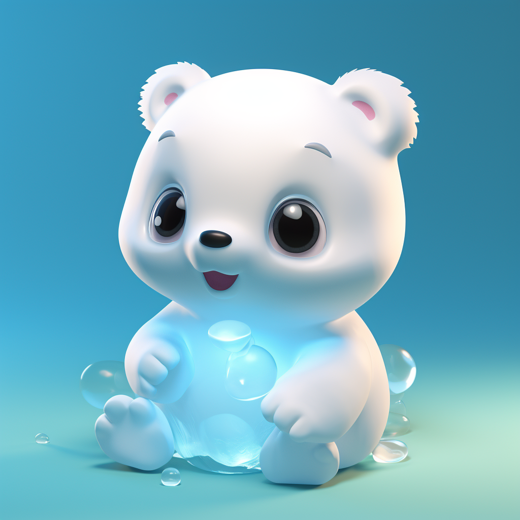 Cute polar bear sculpture with big head and big eyes