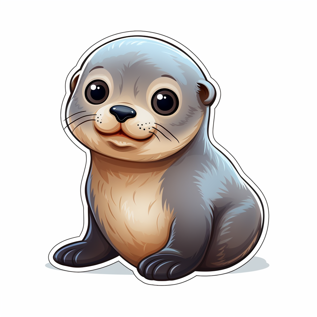 Adorable baby seal cartoon sticker