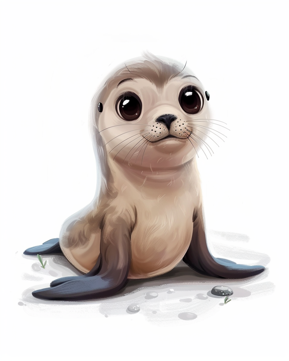 Cute baby seal cartoon poster