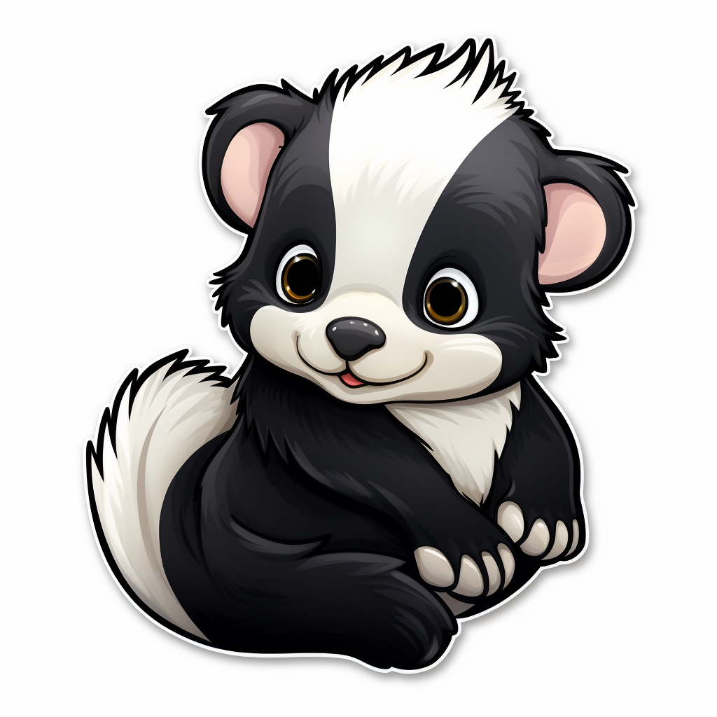 Cute baby skunk cartoon sticker