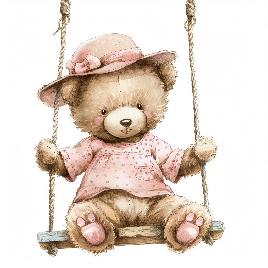 Cute Teddy Bear Swing Clipart