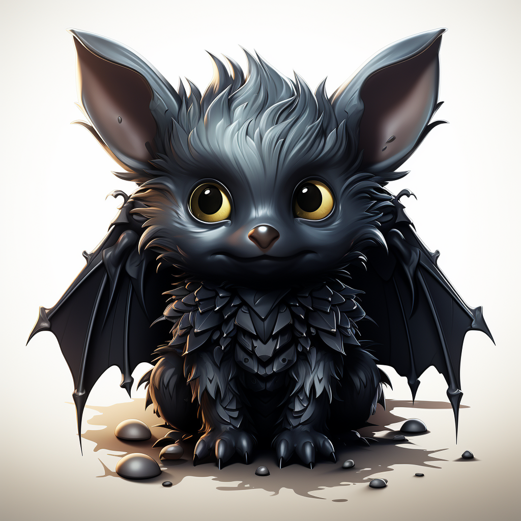 Highly detailed cute bat chibi clipart