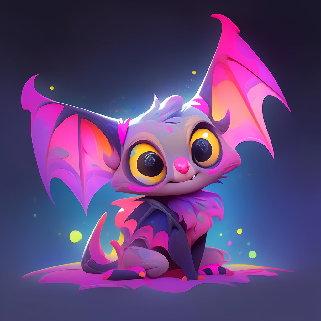 Cute Bat Illustration on Whimsy Background