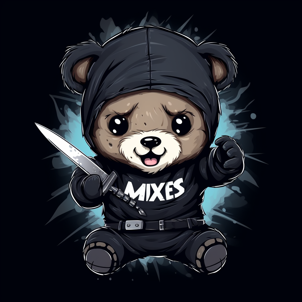 Illustration of a cute bear holding a knife