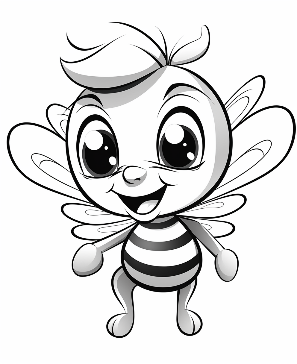 Cute bee coloring page for kids