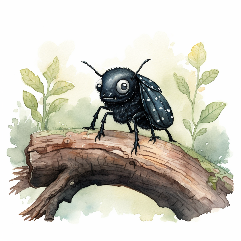 Cute black bug on high branch