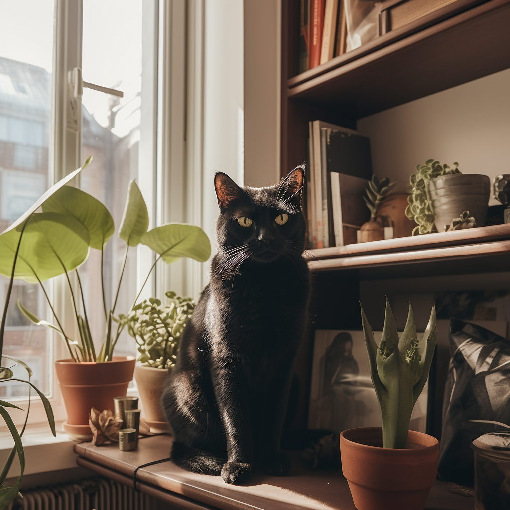 Cute black cat Anakin playing