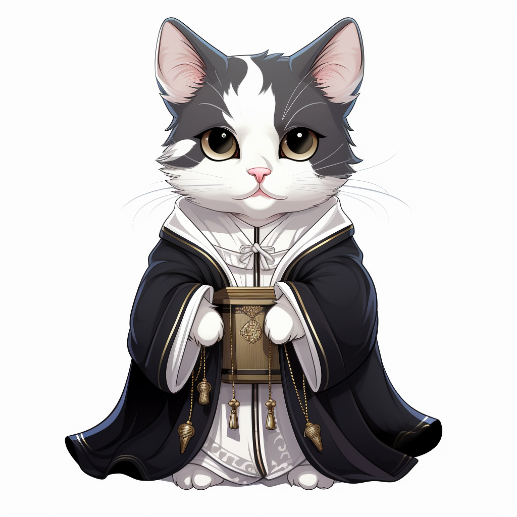 Cute cat in priest robes