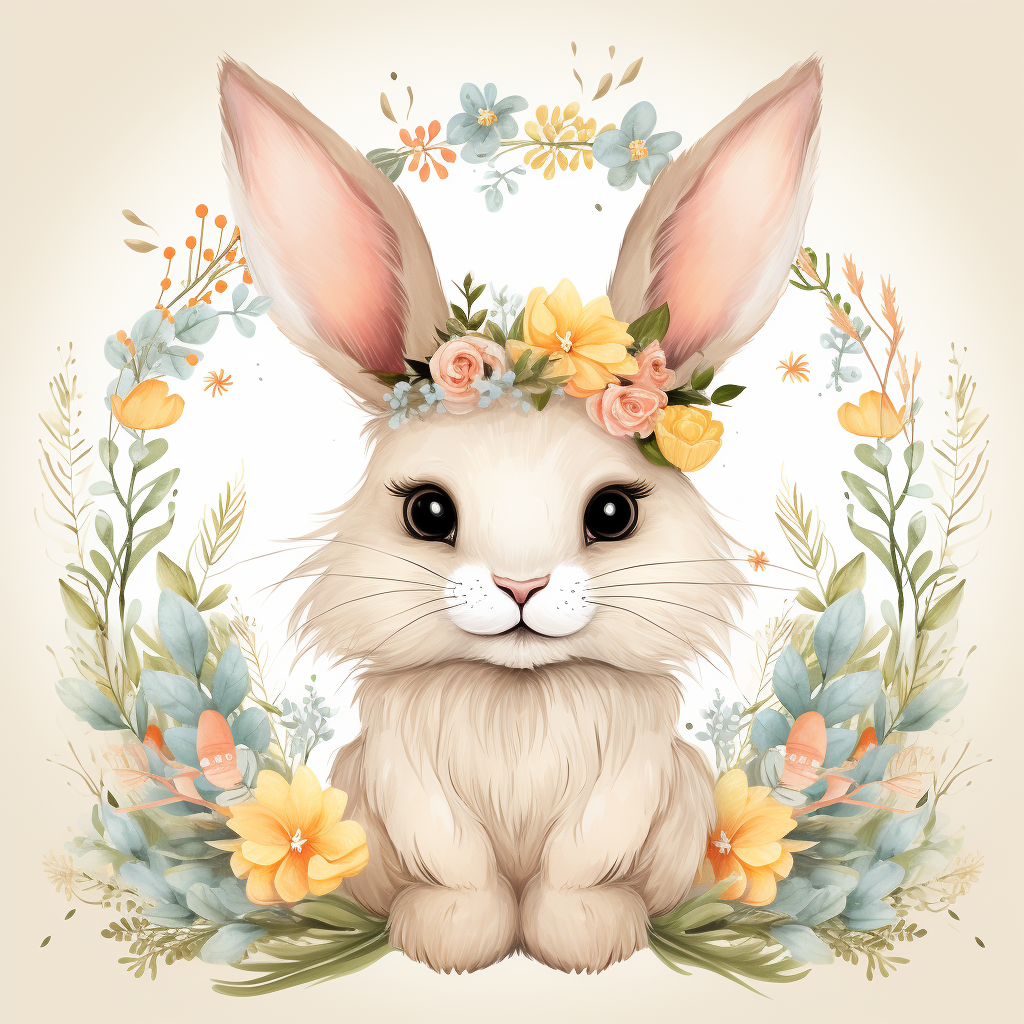 Cute Boho Easter Bunny Illustration